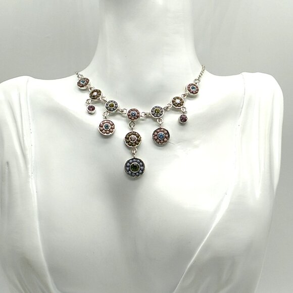V (Laura Vann) Bezeled Multi-color Crystals & Beads Encased in Silver-tone - Picture 6 of 15